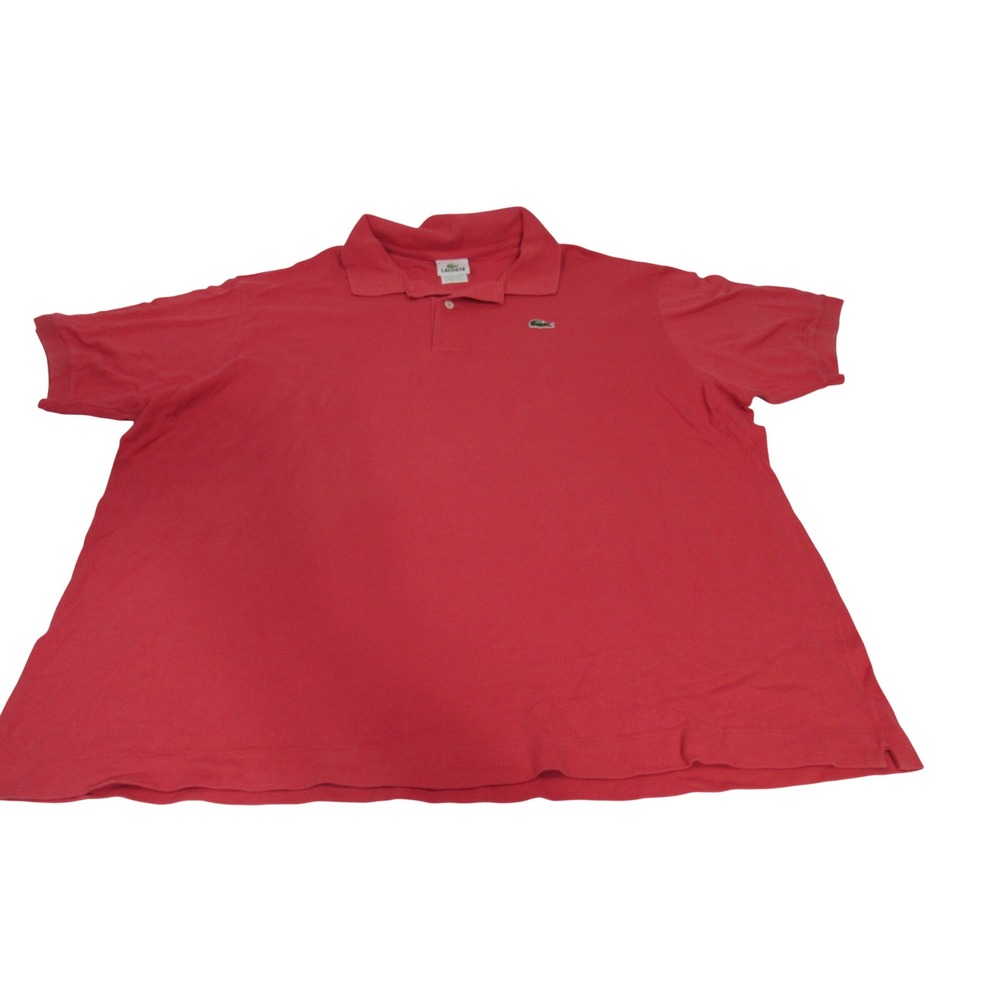 Lacoste Mens Red Short Sleeve Pique Polo Shirt Size 8 XXL Classic Fit Logo
